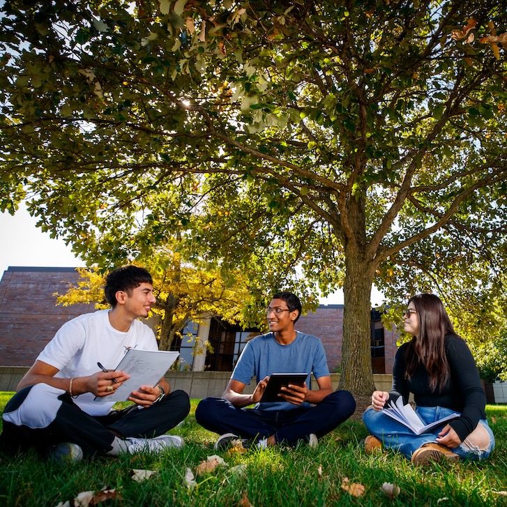 A group of people sitting on the grass A group of people sitting on the grass